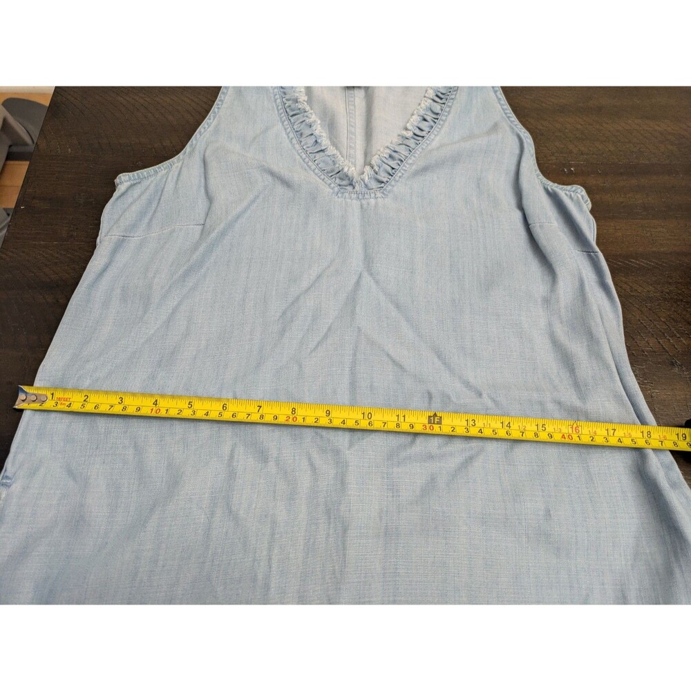 Tommy Bahama Tencel Shift Dress Sleeveless Chambray Pockets Coastal Beachy Small - Picture 9 of 10